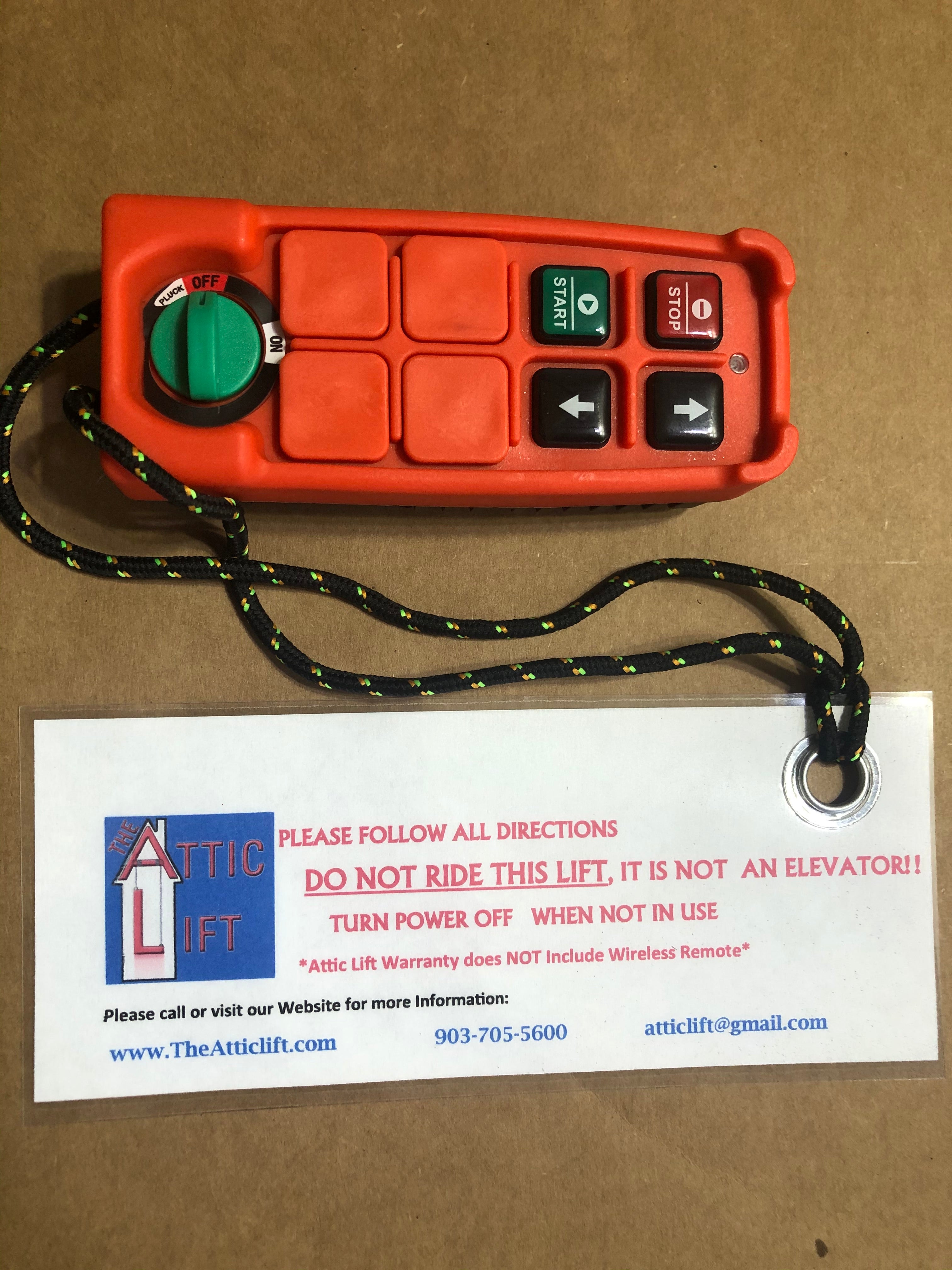 Attic Lift Wireless Remote on Red
