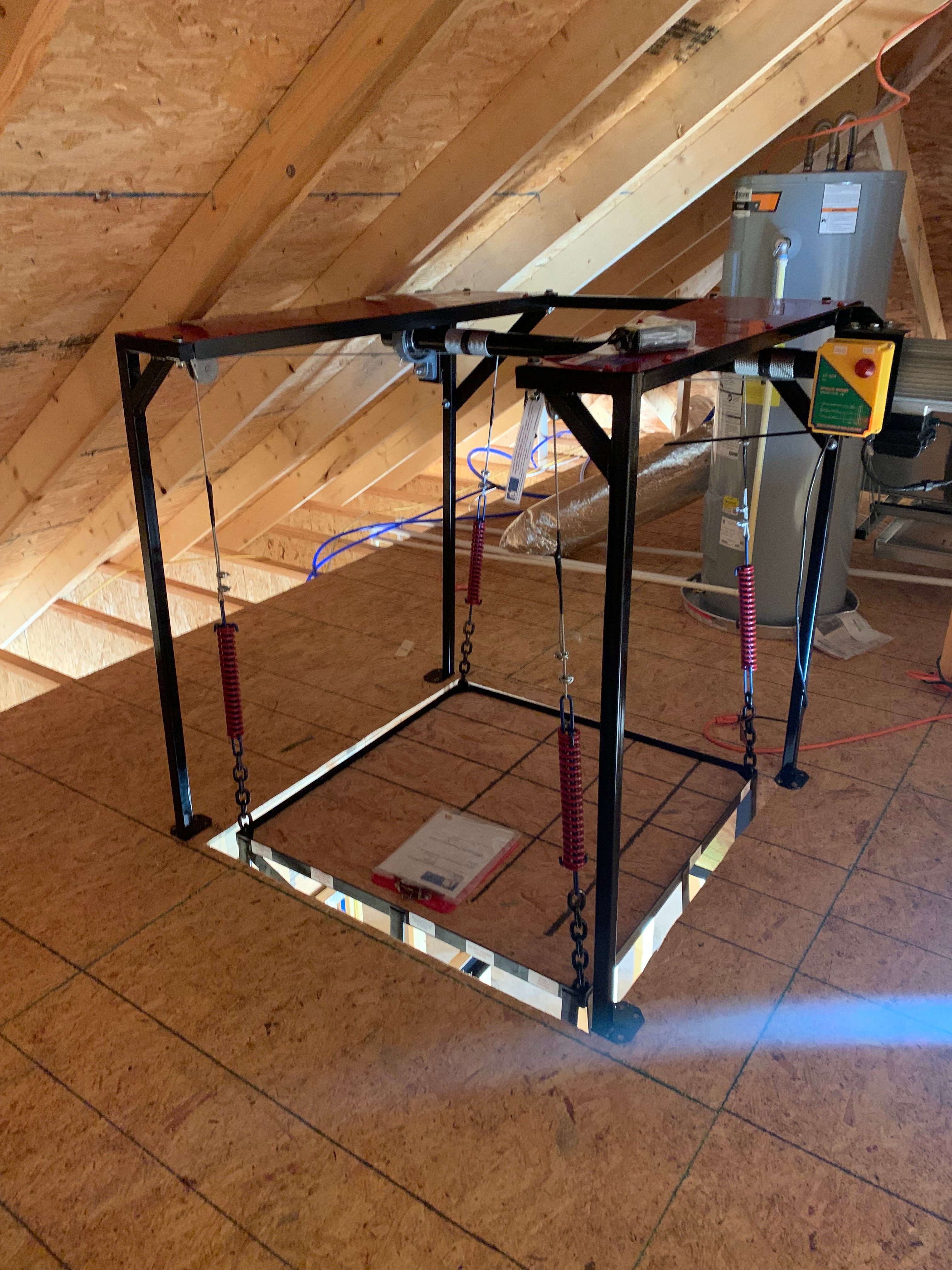 Attic Lift - 300 lbs. Steel Frame 42" x 42" Mounted on a Attic