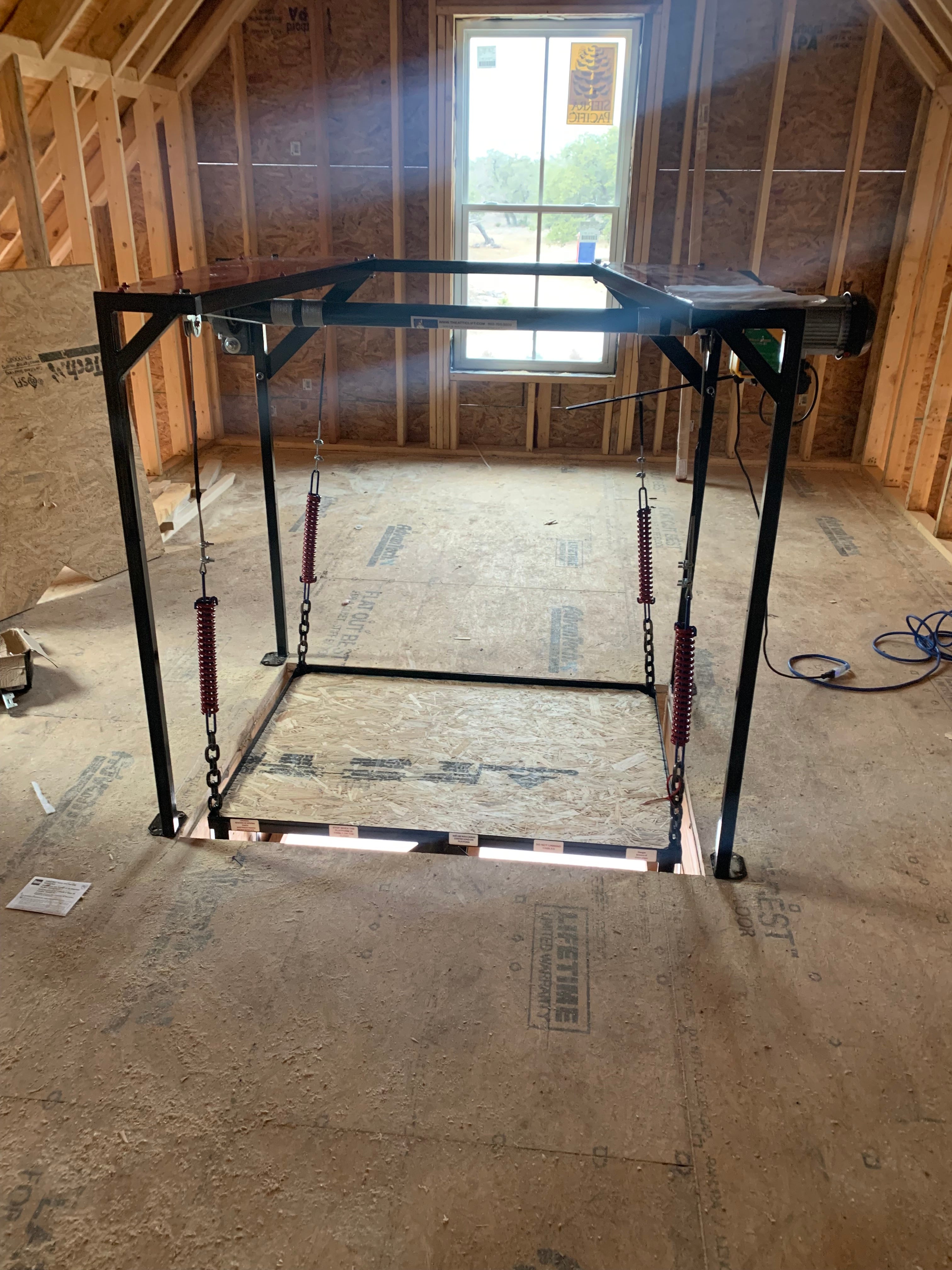 Attic Lift - 300 lbs. Steel Frame 42" x 42"
