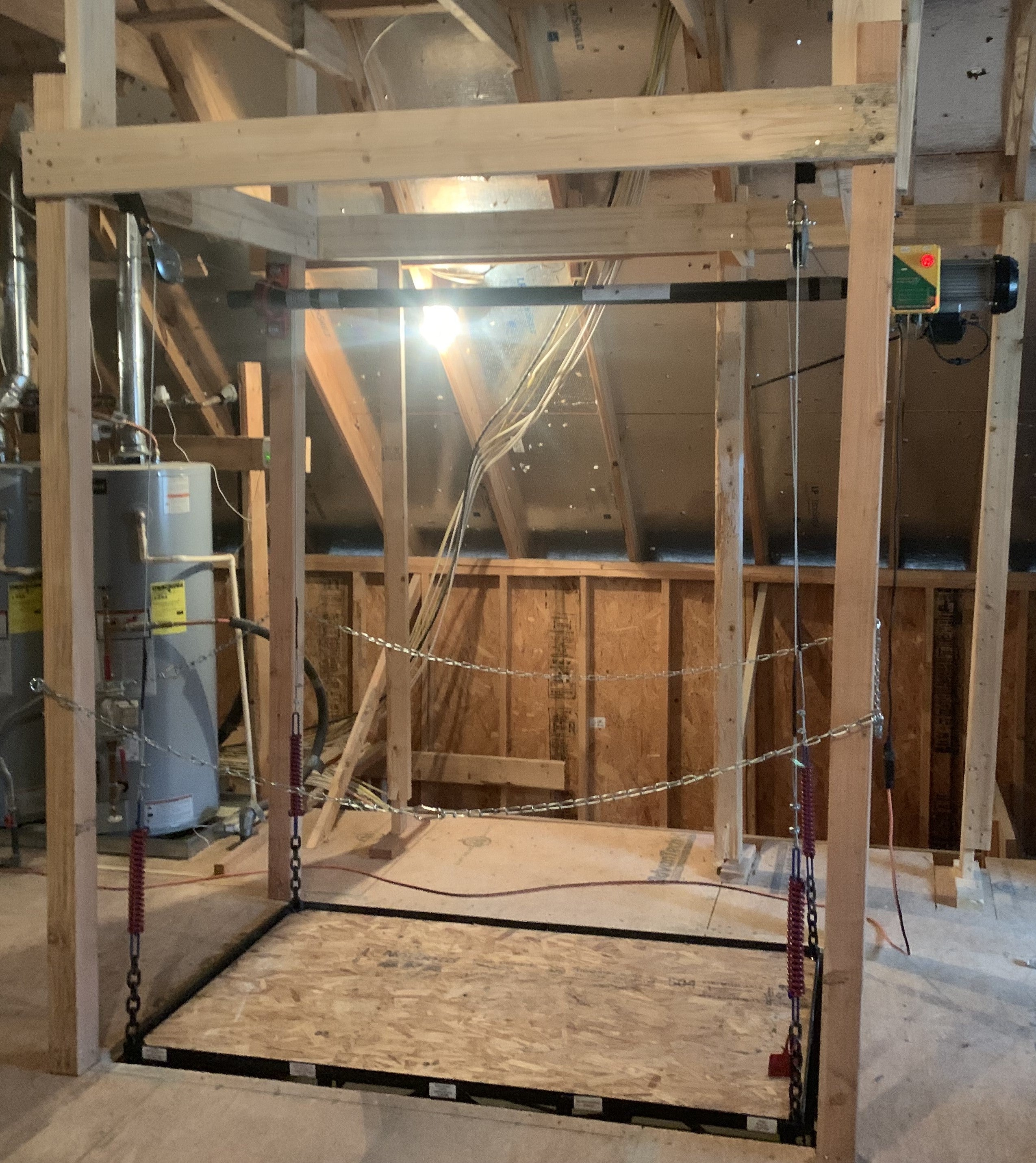 Attic Lift - 500XL lbs. Post Style 42" x 72" Front View